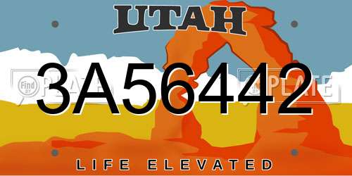 3A56442 Utah License Plate