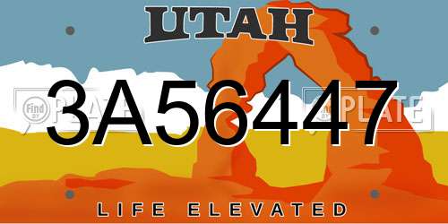 3A56447 Utah License Plate