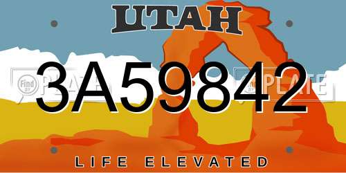 3A59842 Utah License Plate