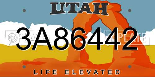 3A86442 Utah License Plate