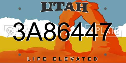 3A86447 Utah License Plate