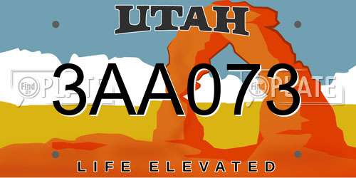 3AA073 Utah License Plate