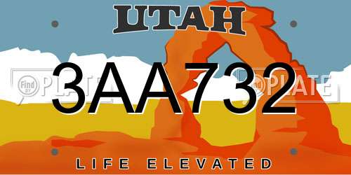 3AA732 Utah License Plate
