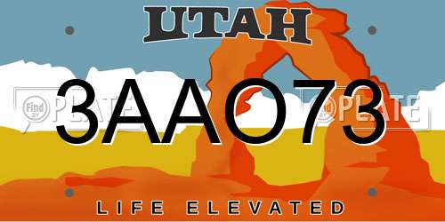 3AAO73 Utah License Plate