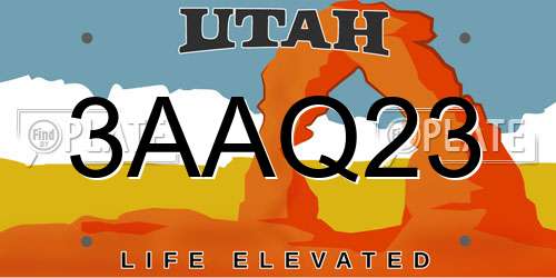 3AAQ23 Utah License Plate