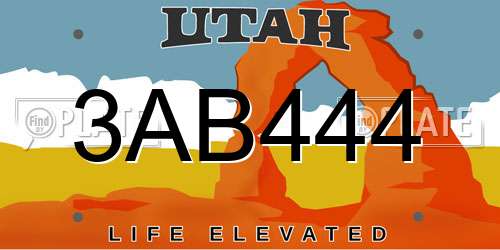 3AB444 Utah License Plate