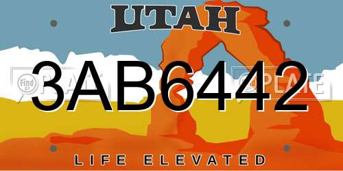 3AB6442 Utah License Plate