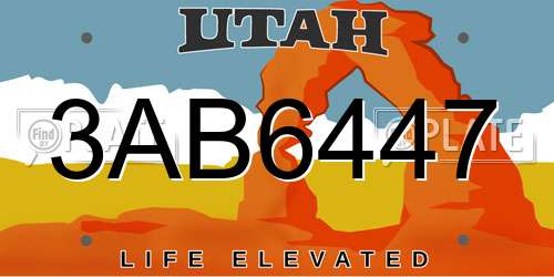 3AB6447 Utah License Plate