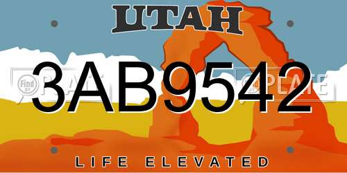 3AB9542 Utah License Plate