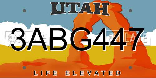 3ABG447 Utah License Plate