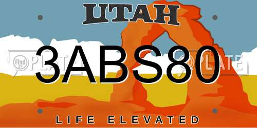 3ABS80 Utah License Plate