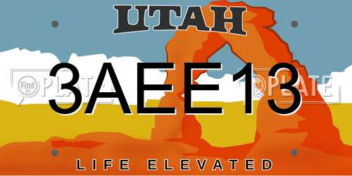 3AEE13 Utah License Plate