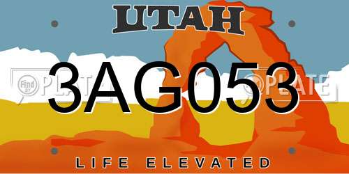 3AG053 Utah License Plate