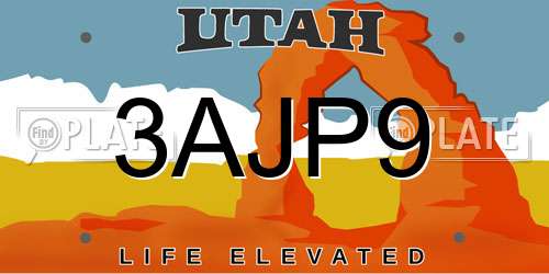 3AJP9 Utah License Plate