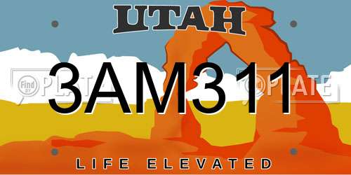 3AM311 Utah License Plate