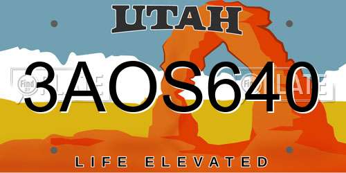 3AOS640 Utah License Plate