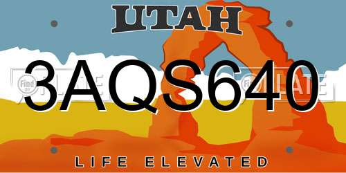 3AQS640 Utah License Plate