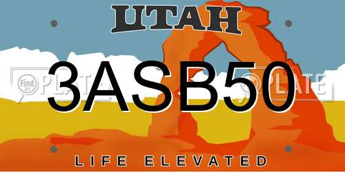 3ASB50 Utah License Plate