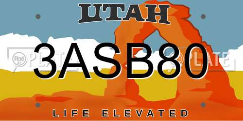 3ASB80 Utah License Plate