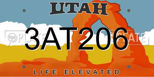 3AT206 Utah License Plate