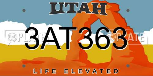 3AT363 Utah License Plate