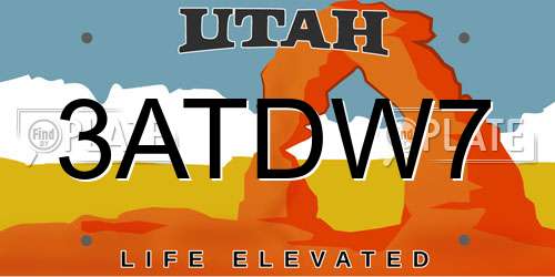 3ATDW7 Utah License Plate