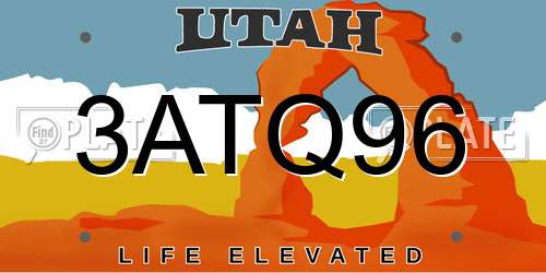 3ATQ96 Utah License Plate