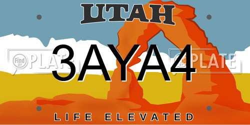 3AYA4 Utah License Plate
