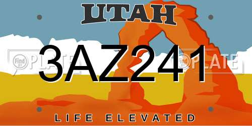 3AZ241 Utah License Plate