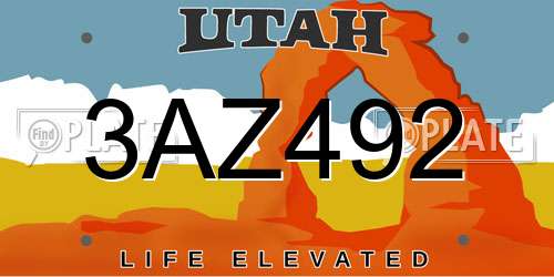 3AZ492 Utah License Plate