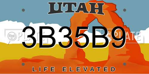 3B35B9 Utah License Plate