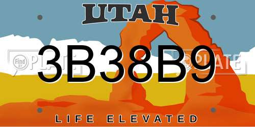 3B38B9 Utah License Plate