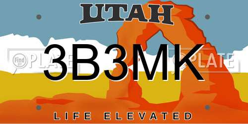 3B3MK Utah License Plate