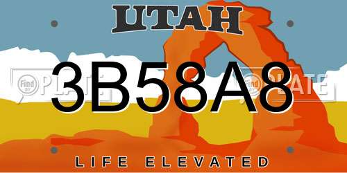 3B58A8 Utah License Plate