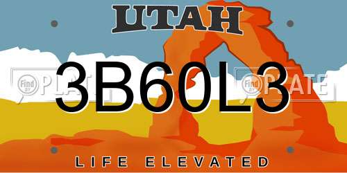 3B60L3 Utah License Plate