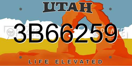 3B66259 Utah License Plate