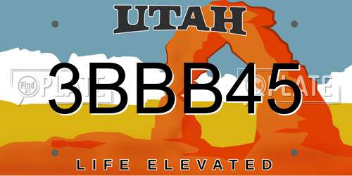 3BBB45 Utah License Plate