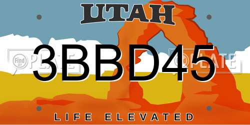 3BBD45 Utah License Plate