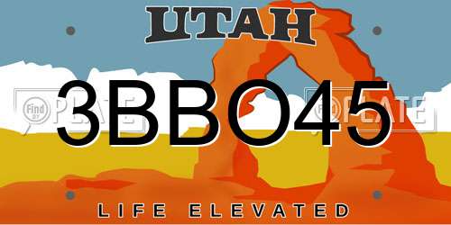 3BBO45 Utah License Plate