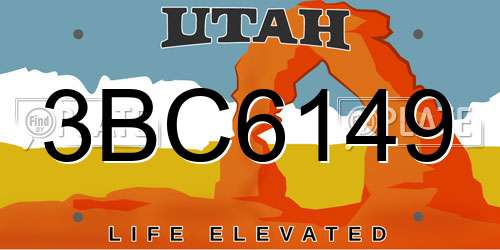 3BC6149 Utah License Plate