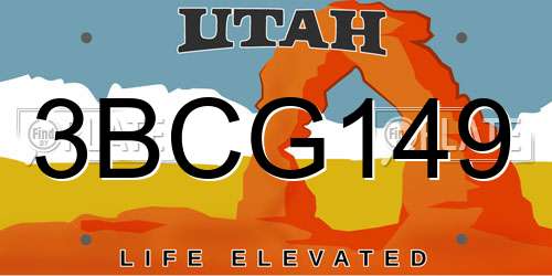 3BCG149 Utah License Plate