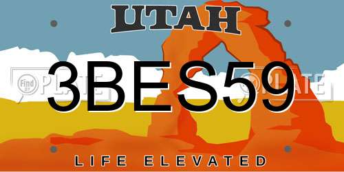 3BES59 Utah License Plate
