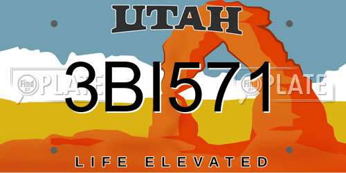 3BI571 Utah License Plate