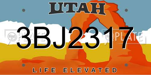 3BJ2317 Utah License Plate