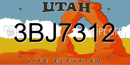 3BJ7312 Utah License Plate