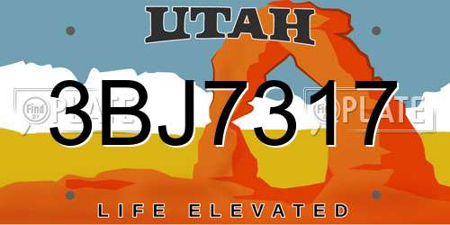 3BJ7317 Utah License Plate