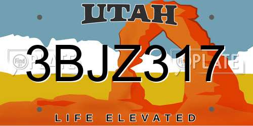3BJZ317 Utah License Plate