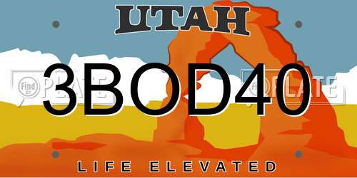 3BOD40 Utah License Plate