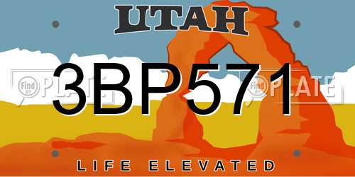 3BP571 Utah License Plate