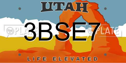 3BSE7 Utah License Plate